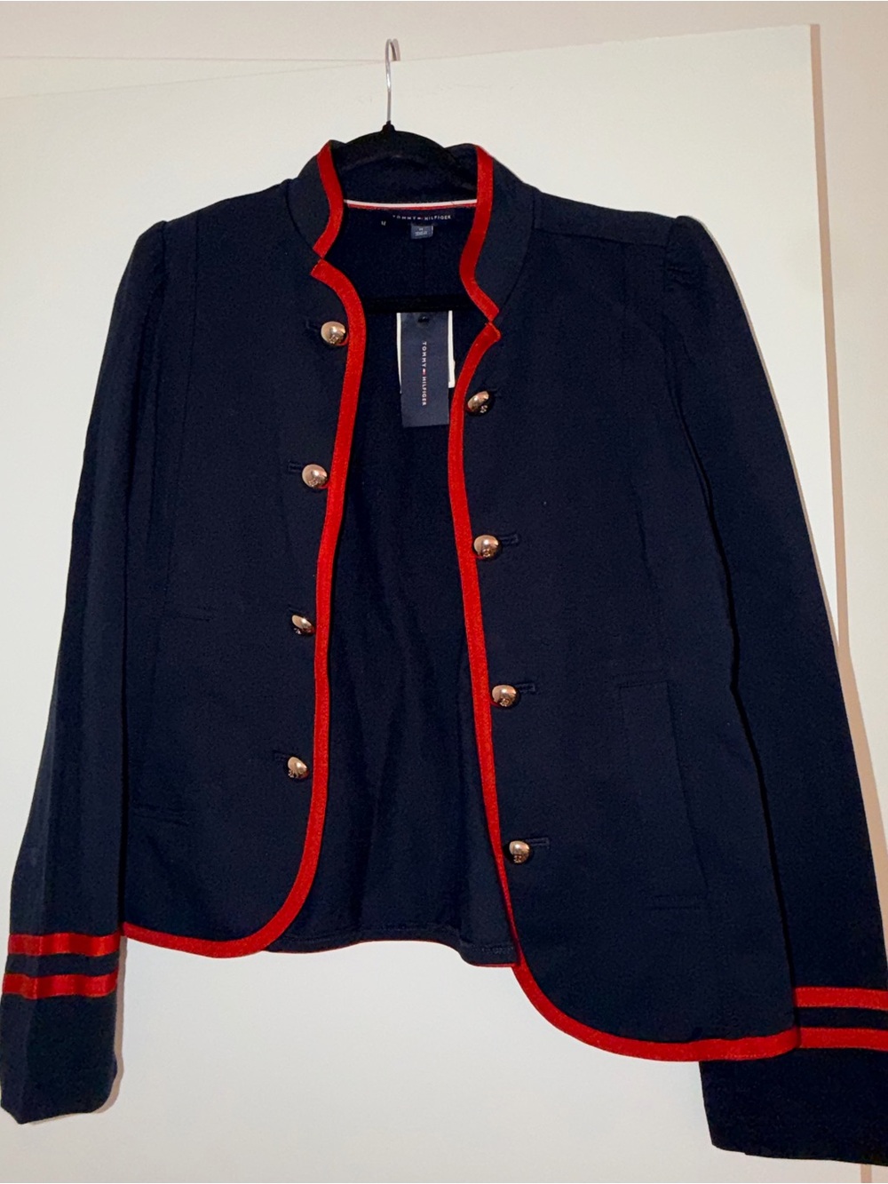 Tommy Hilfiger Military-Style Blazer with Red Trim